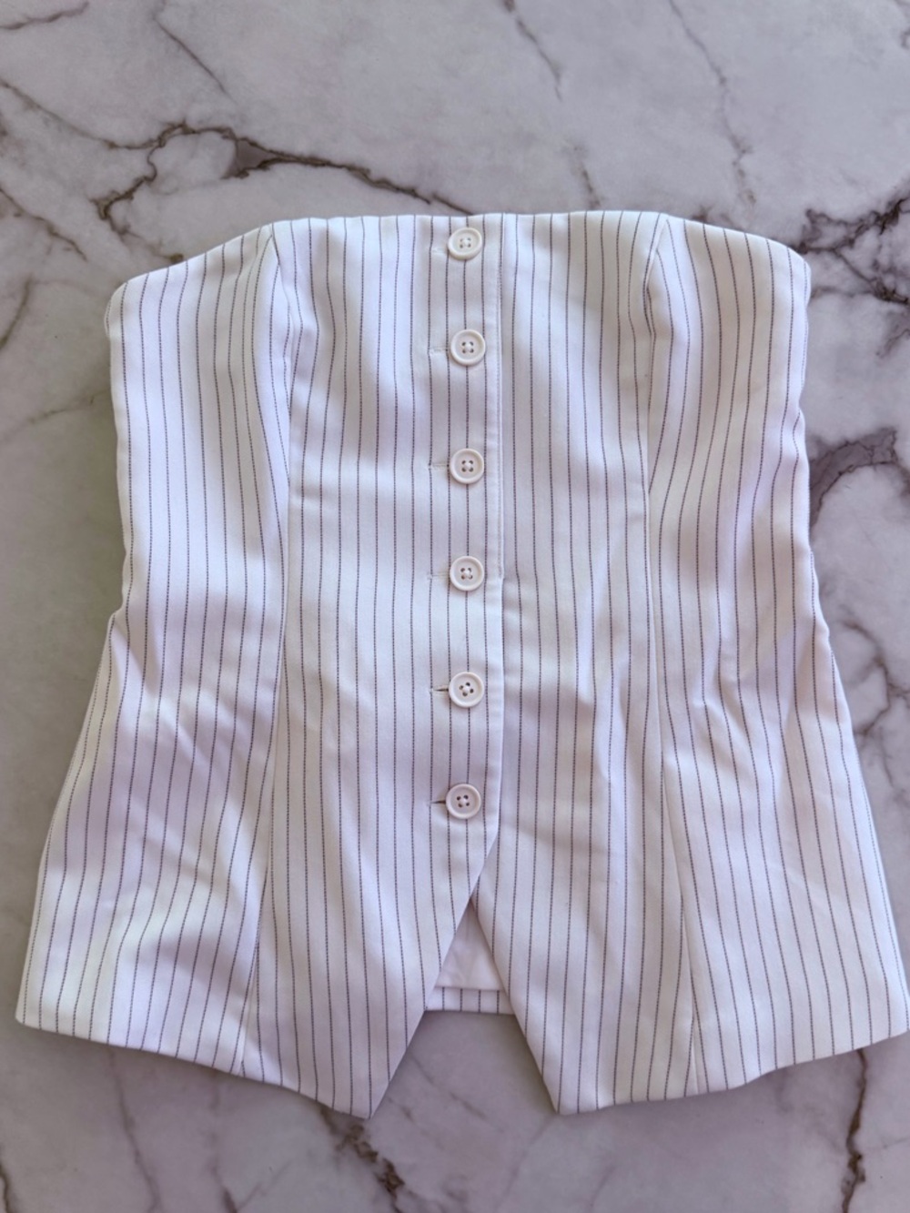 Abercrombie & Fitch Cream Stripe Strapless Vest Top Size S